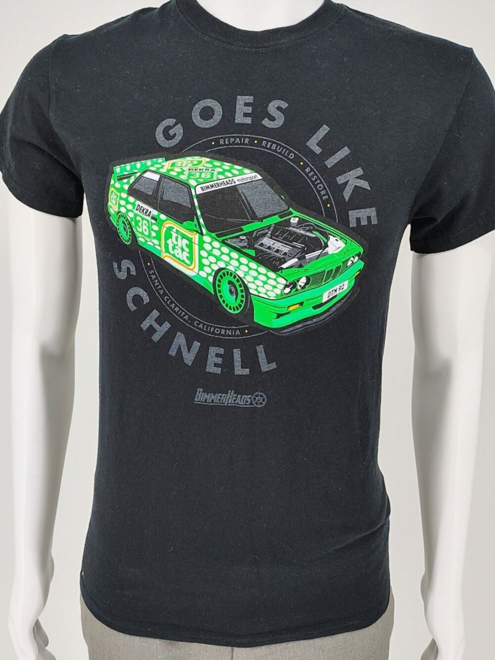 BimmerHeads "Goes Like Schnell" BMW M3 E30 Tic Tac Black Graphic T-Shirt (S)